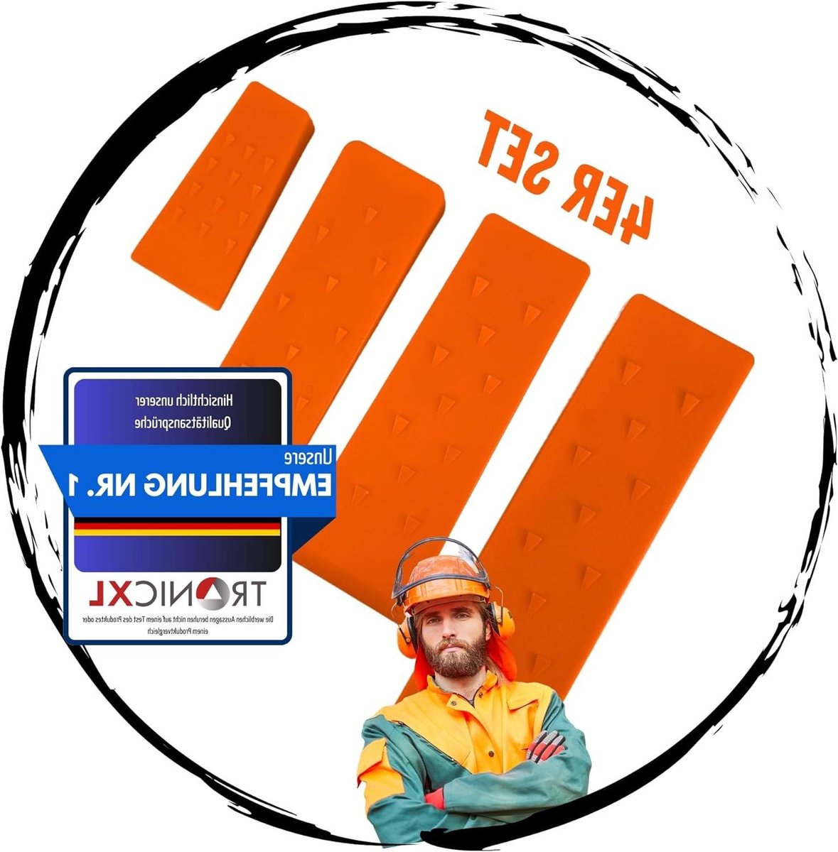 Spieën Set - Houtklover Splijter - Hout Kloven - Veilige Grip - 4 Delig - Oranje