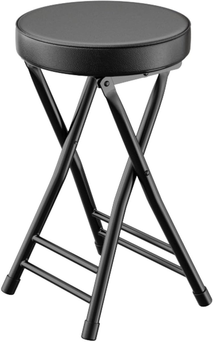 Krukken Set - Opklapbare Stoelen - Ruimte Besparen - Met Metalen Basis - 47 cm Hoog - Zwart