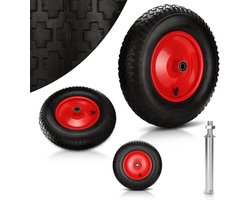 Kruiwagenwiel Set - Reservewielen Luchtband - Materiaal Transport - Hoge Draagkracht - 4 Stuks - Zwart Rood