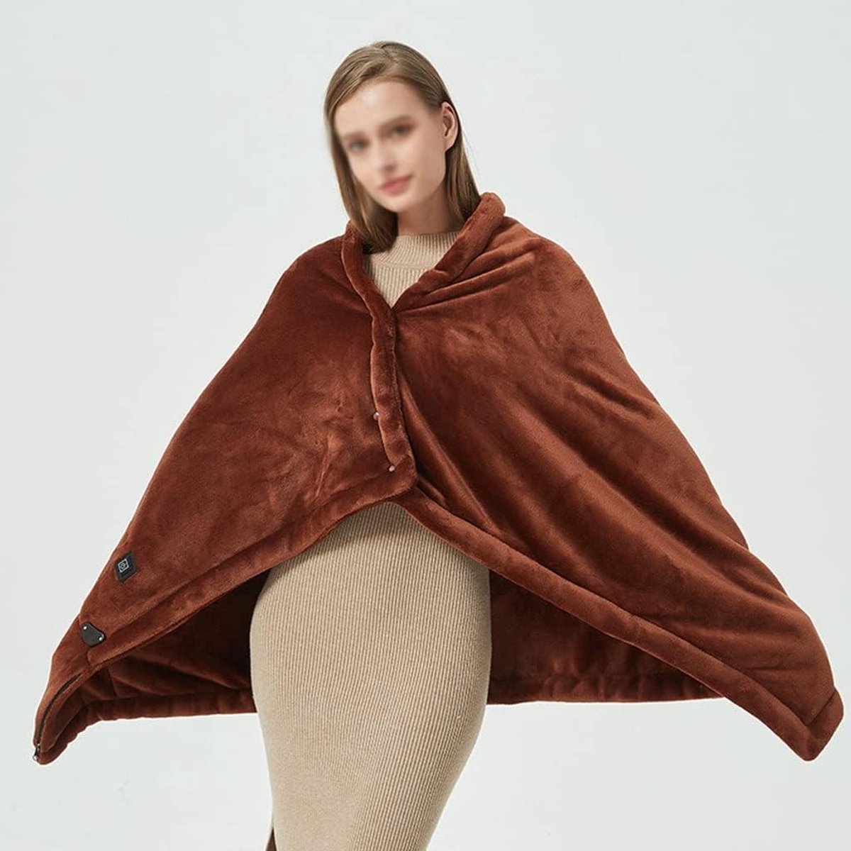 Verwarmde deken - Sjaal wrap - Warm blijven - USB oplaadbaar - 1.4 x 0.8 m - Bruin
