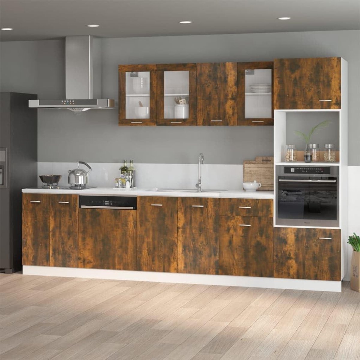 Keukenkast Onderkast - Opbergkast Keuken - Keuken Organiseren - Gerookt Eiken Look - 60x46x815 cm - Eiken