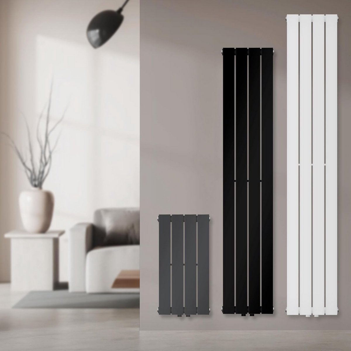 LuxeBath paneelradiator enkellaags 600 x 300 mm wit, design badkamer radiator middenaansluiting, badkamer/woonkamer verwarming, design radiator vlakke radiator, vlakke radiator verticale buizen