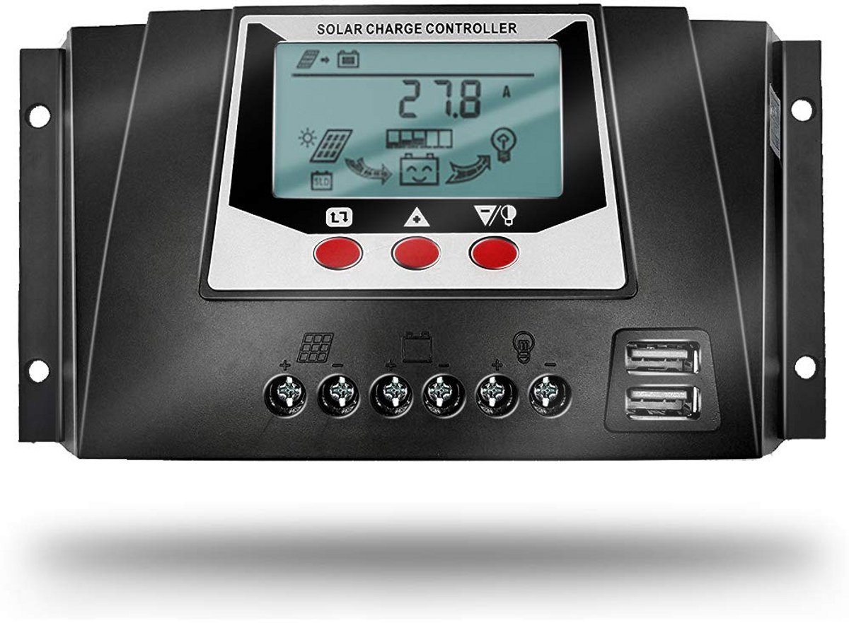 SolaMr 30A Solar Charge Controller 12V/24V Automatic Identification Voltage Intelligent Regulator with LCD Display for Solar Home System - WP3024D