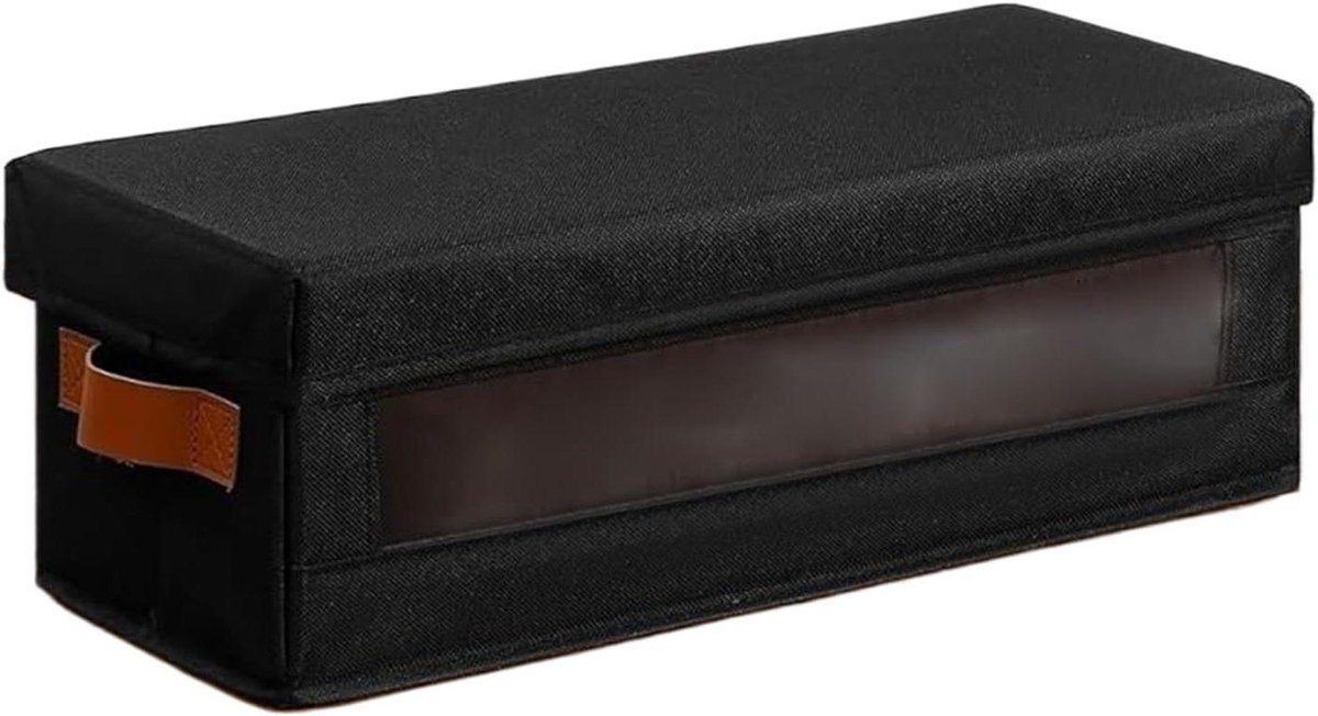 Opbergkoffer - Stapelbare opberger - Huis organiseren - Zichtbaar venster - 42 cm lang - Grijs