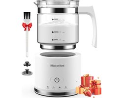 Elektrische Melkopschuimer Glas 4-in-1 Capaciteit 250ml/500ml Wit
