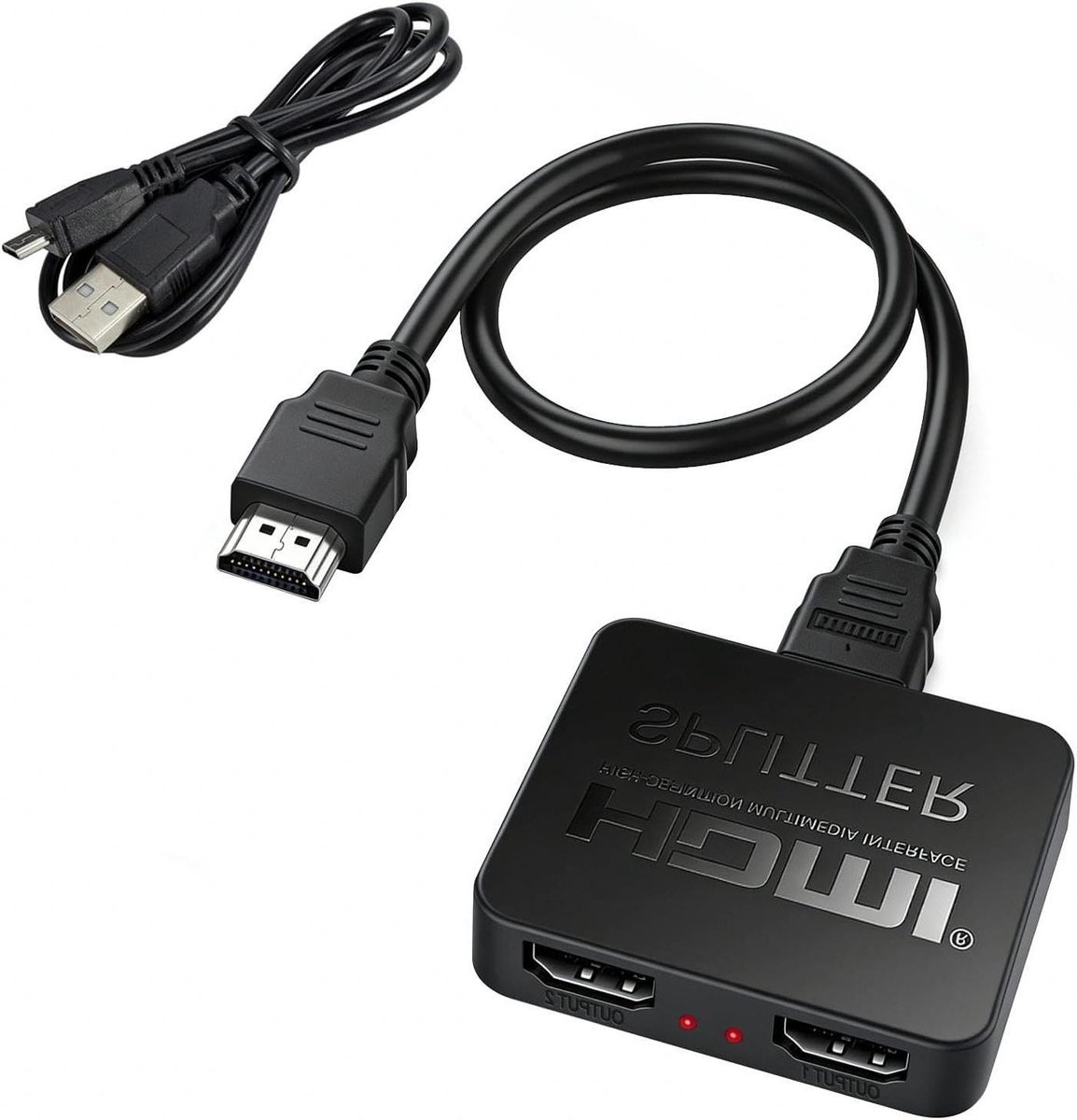 HDMI Splitter - Video Verdeler - Scherm Delen - 4K Resolutie Ondersteuning - 2 Monitoren - Zwart