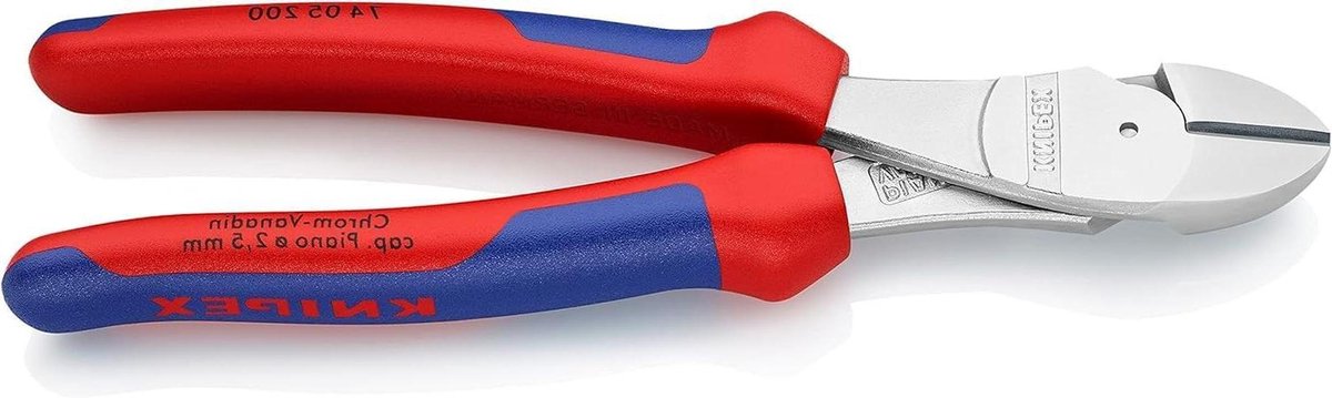 Kracht-zijsnijtang - Tang - Precisie snijden - Optimale overbrenging - 200 mm - Blauw rood