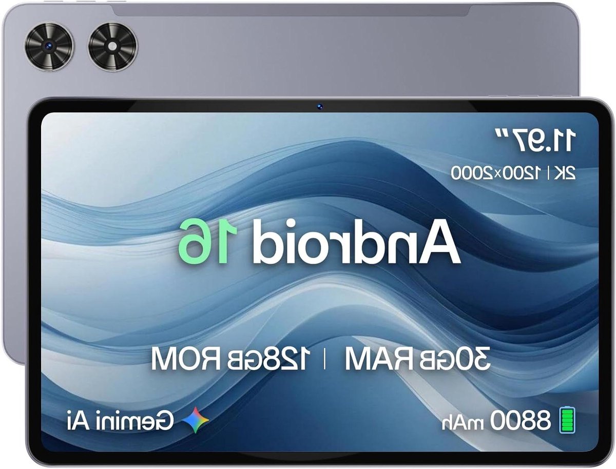 Grote tablet - Android apparaat - Entertainment en werk - 2K display - 12 inch - Grijs