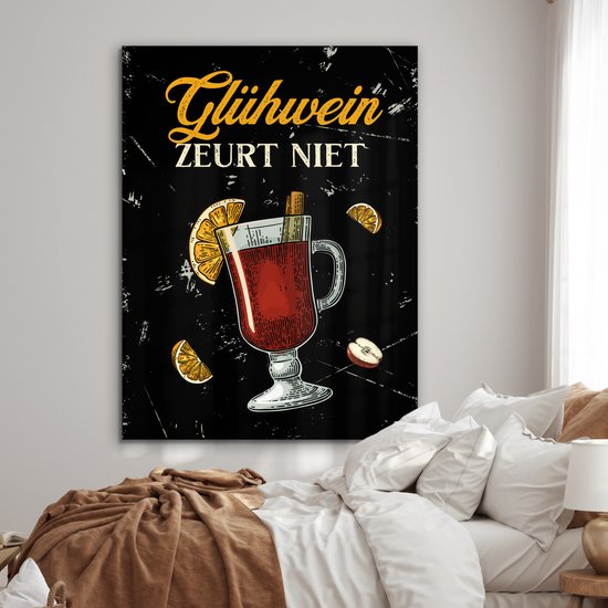 Décoration murale Métal - Peinture Aluminium Industriel - Vin chaud - Glas - Vintage - 120x160 cm - Dibond - Photo sur aluminium - Décoration murale industrielle - Pour le salon/chambre - Cadeau pour femme