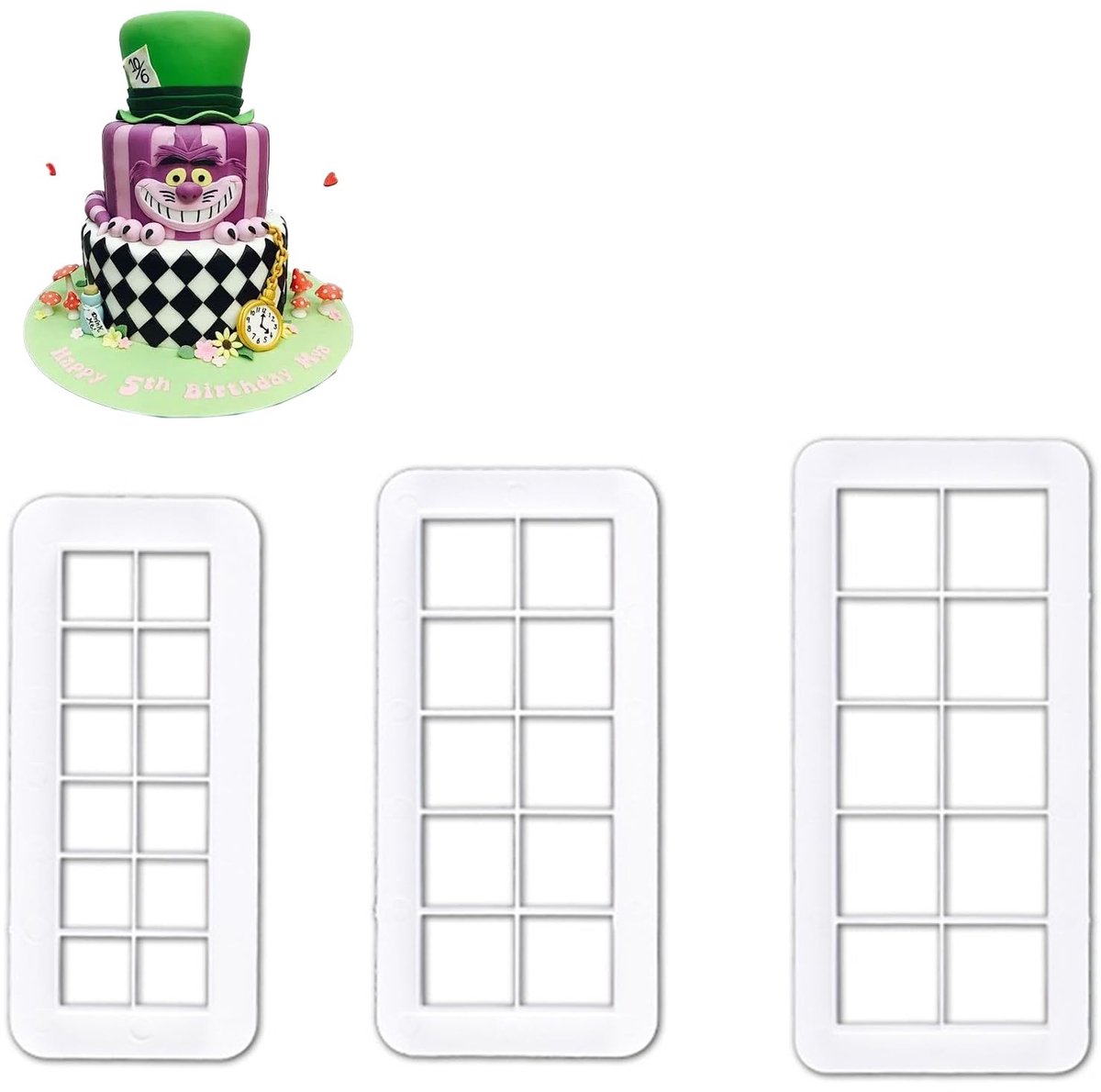 Set van vierkante koekjesuitsteekvormen - 3 maten voor koekjes, fondant en taartdecoratie
