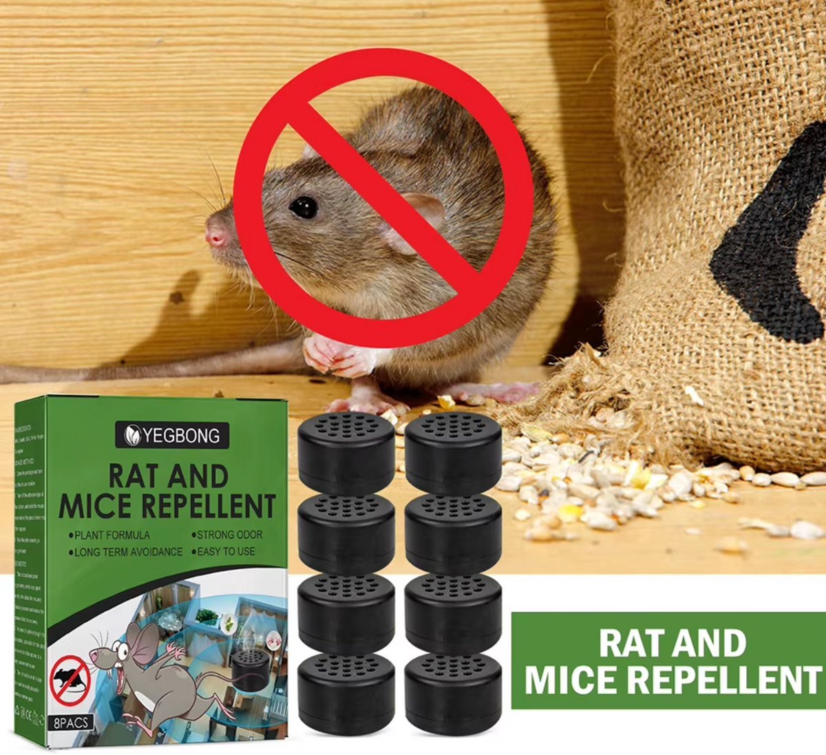 Rattenverjager & Muizenverjager - 8 Stuks - Diervriendelijk - Natuurlijke Pepermuntolie - Effectief tegen Muizen, Ratten, Ongedierte, Spinnen & Kakkerlakken - Diervriendelijk - Voor Binnen & Buiten