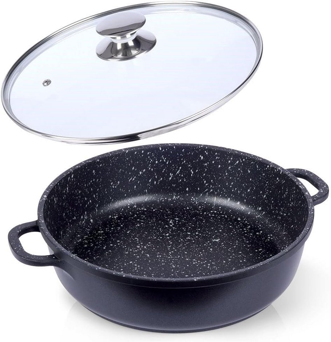 Grote Graniet Koekenpan Stoofpan 28 cm - Geschikt voor Gas & Inductie