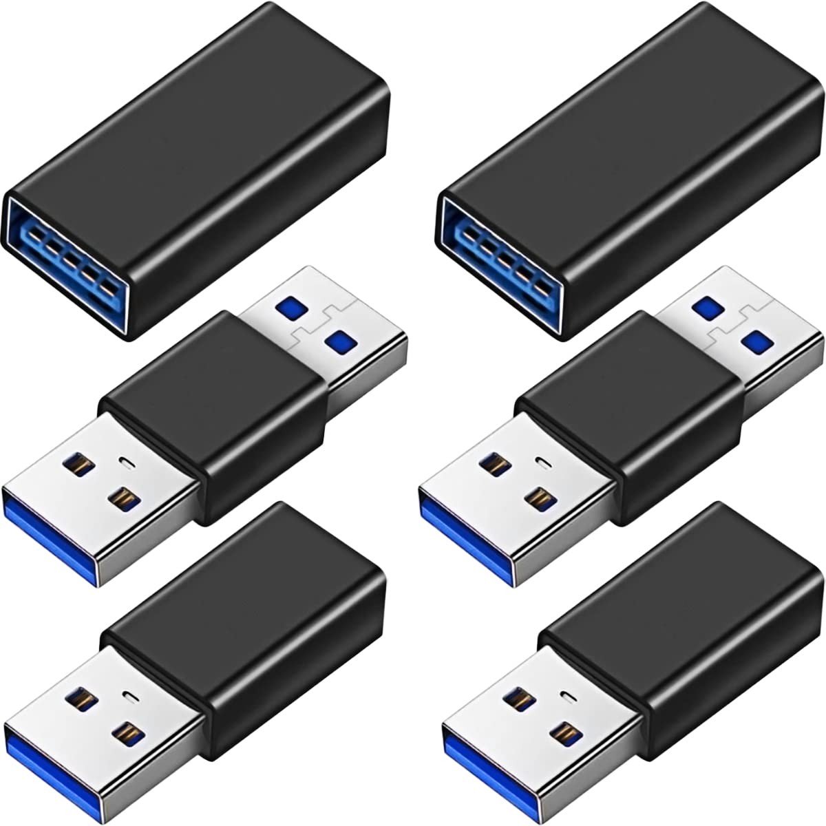 USB 3.0 Adapter Set - 6 Stuks USB A Male/Female Couplers - 10Gbps Data Extender