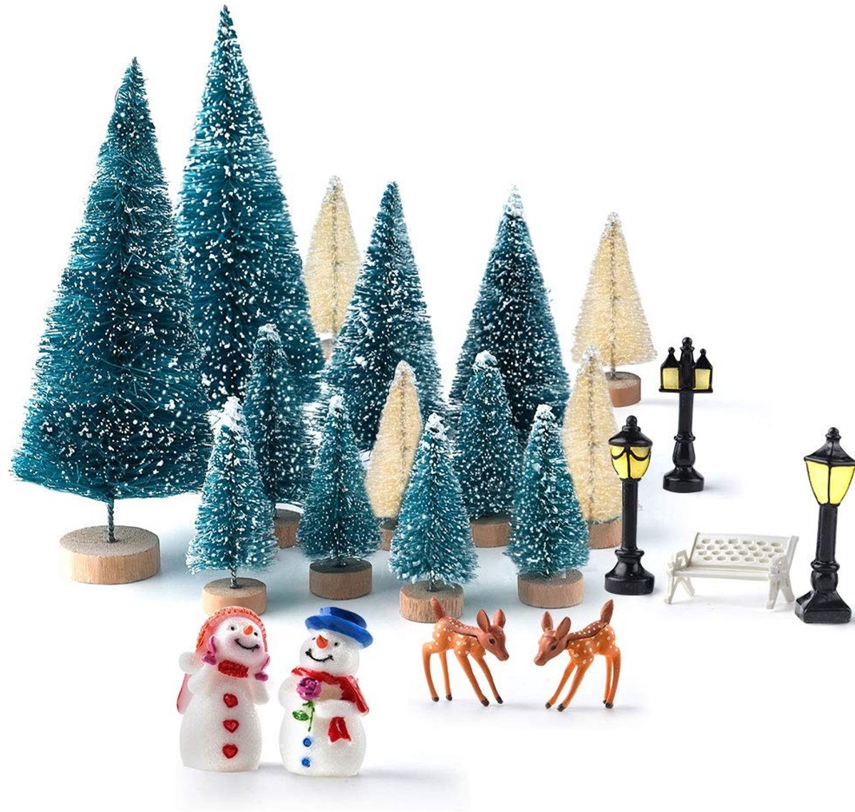 aladdien - Mini Kerstbomen - Kerstdecoratie - 31 Stuks - Blauw-Groen - Miniatuurboom - Perfect voor Feestdagen - Creatieve Versiering