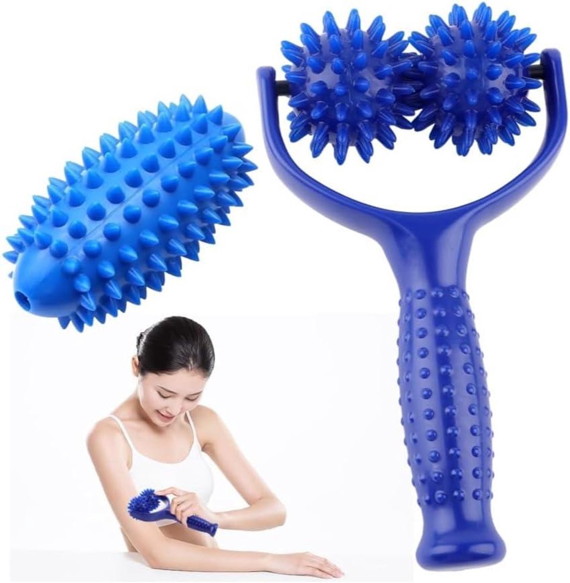 Massage Roller - Fascia Bal - Spierherstel - Verwisselbare Ballen - 20 x 11 cm - Blauw