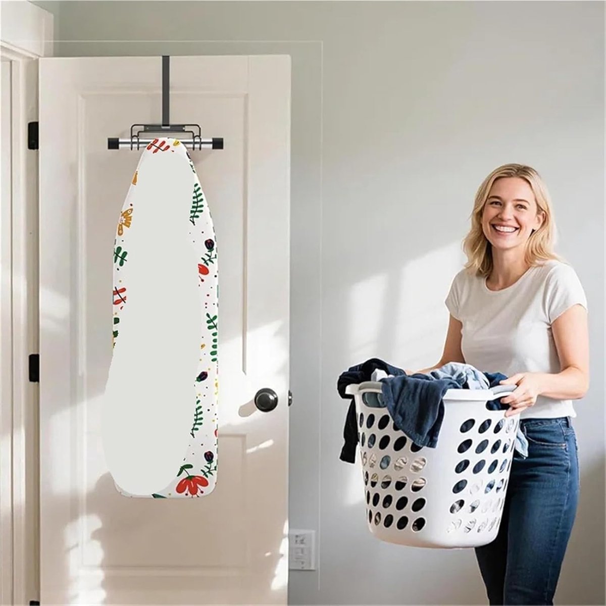 Strijkplank Hanger - Opberger Haak - Ruimte Besparen - Verwijderbare Haak - Deur & Muur - Zwart
