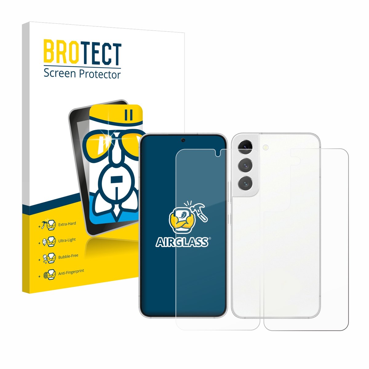Screenprotector voor Samsung Galaxy S22 5G (Voor+Achter) Beschermglas transparant