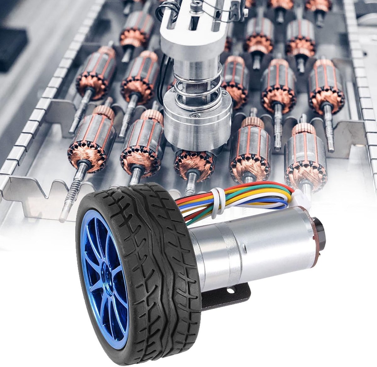 ONF3 - Encoder-reductiemotor - Slimme Auto - 65 Mm Wielset - DC12V - Toerental 500 - Krachtige motor voor snelle wielen - Geschikt voor robotica...