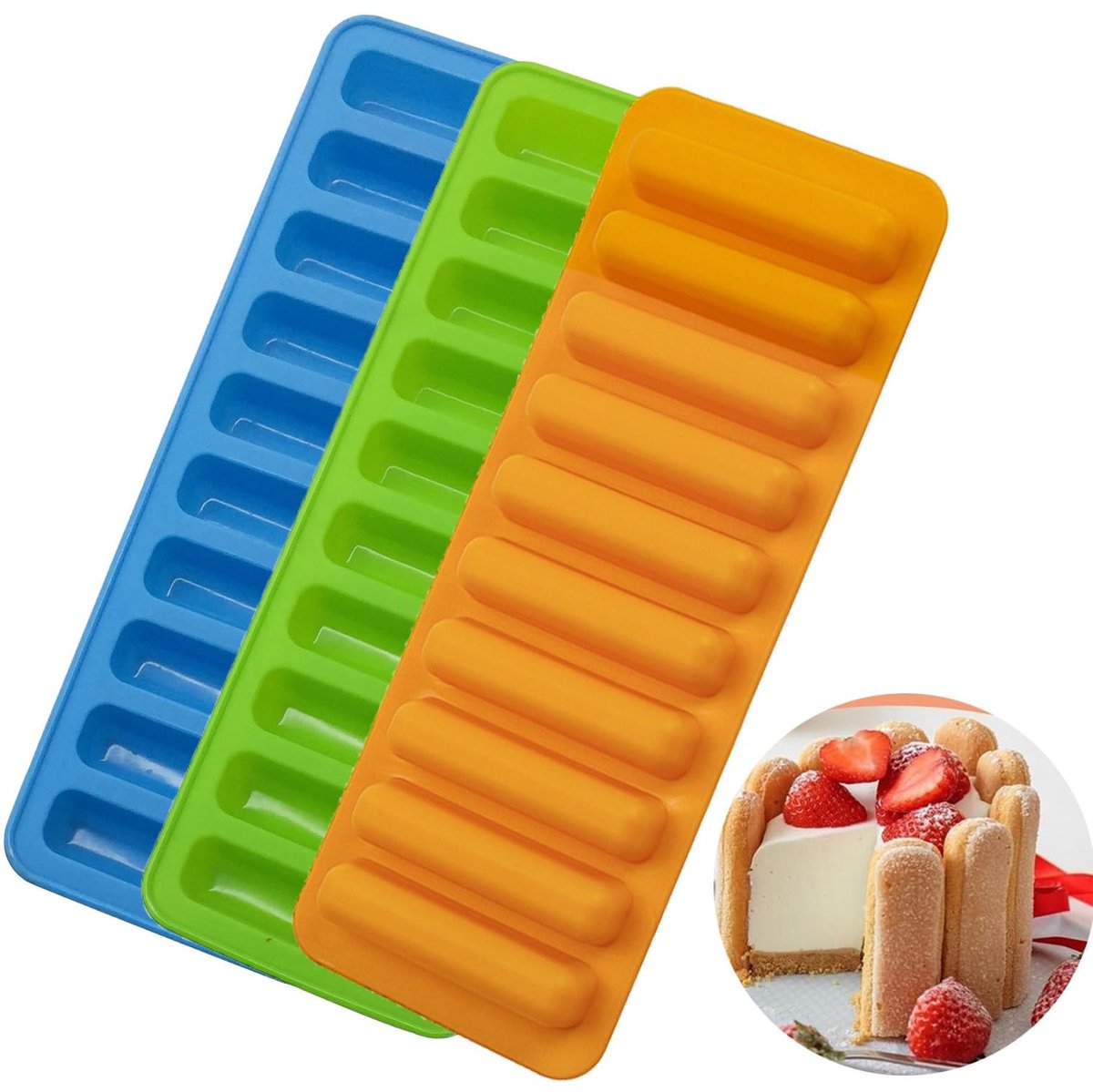 aladdien - Mueslirepen - Bakvormen - Siliconen - Blauw, Oranje, Groen - Energierrepen - Voor Gezonde Snacks - 10 Bakvormen