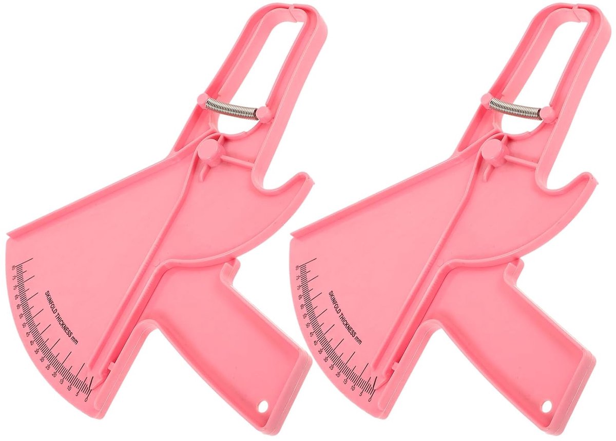 Ergonomische Vetmeter - Huidplooimeter Caliper - Lichaamsvet Meten - Nauwkeurige Meting - 2 Stuks - Roze