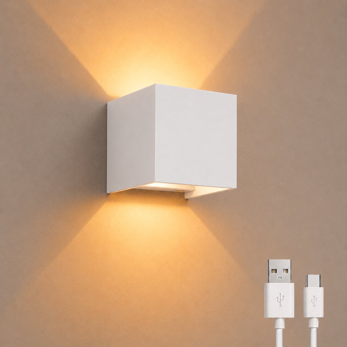 Gigandia Witte Wandlamp 2700K – Moderne LED Wandverlichting voor Slaapkamer & Woonkamer