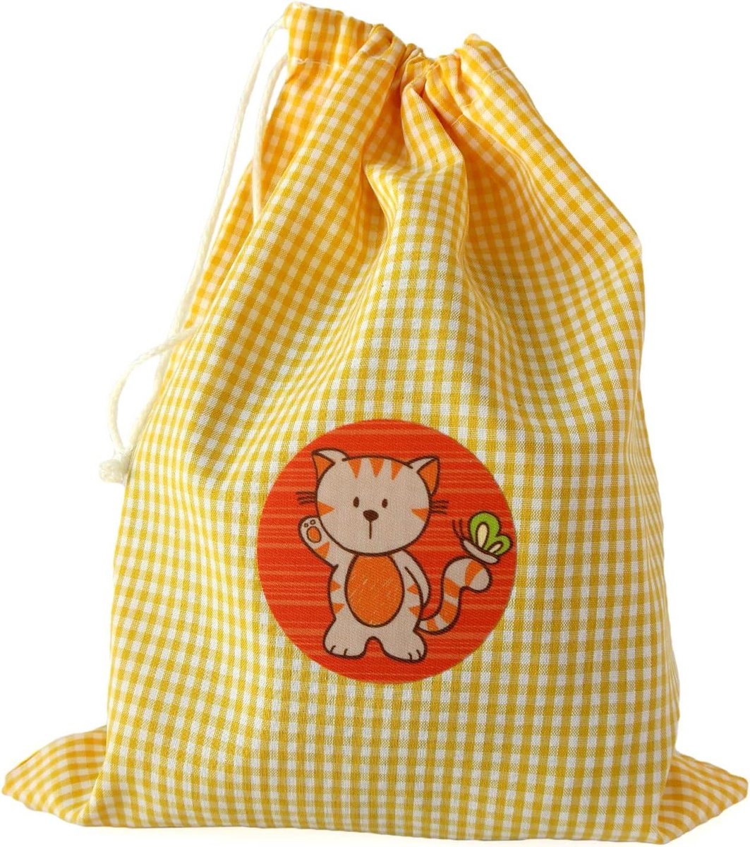 Lunchtas Kinderen - Snacktas Herbruikbaar - Eten Meenemen - Met Touwsluiting - 24 x 29 cm - Geel