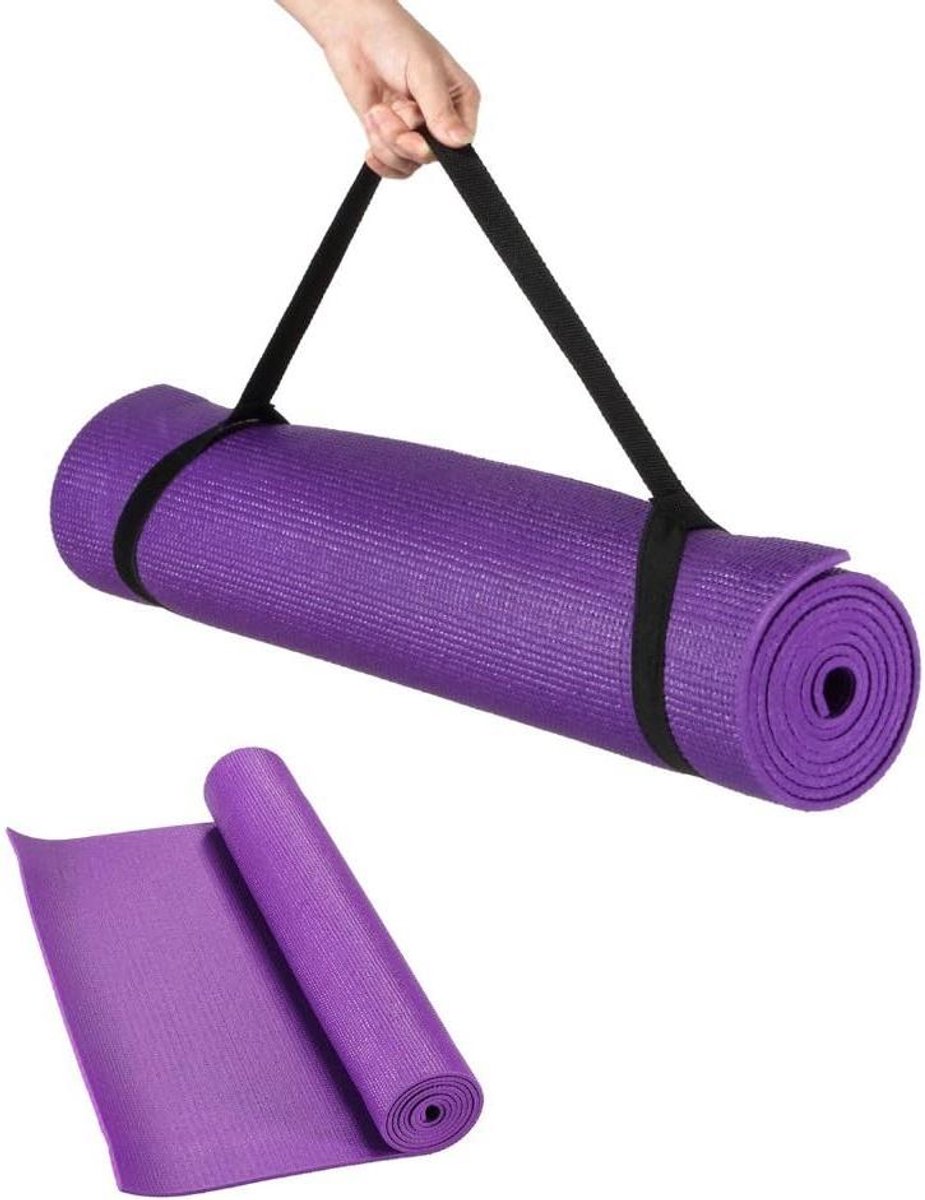 Yogamat - Oefenmat - Thuis sporten - Extra dik 6mm - 173 x 61 cm - Paars