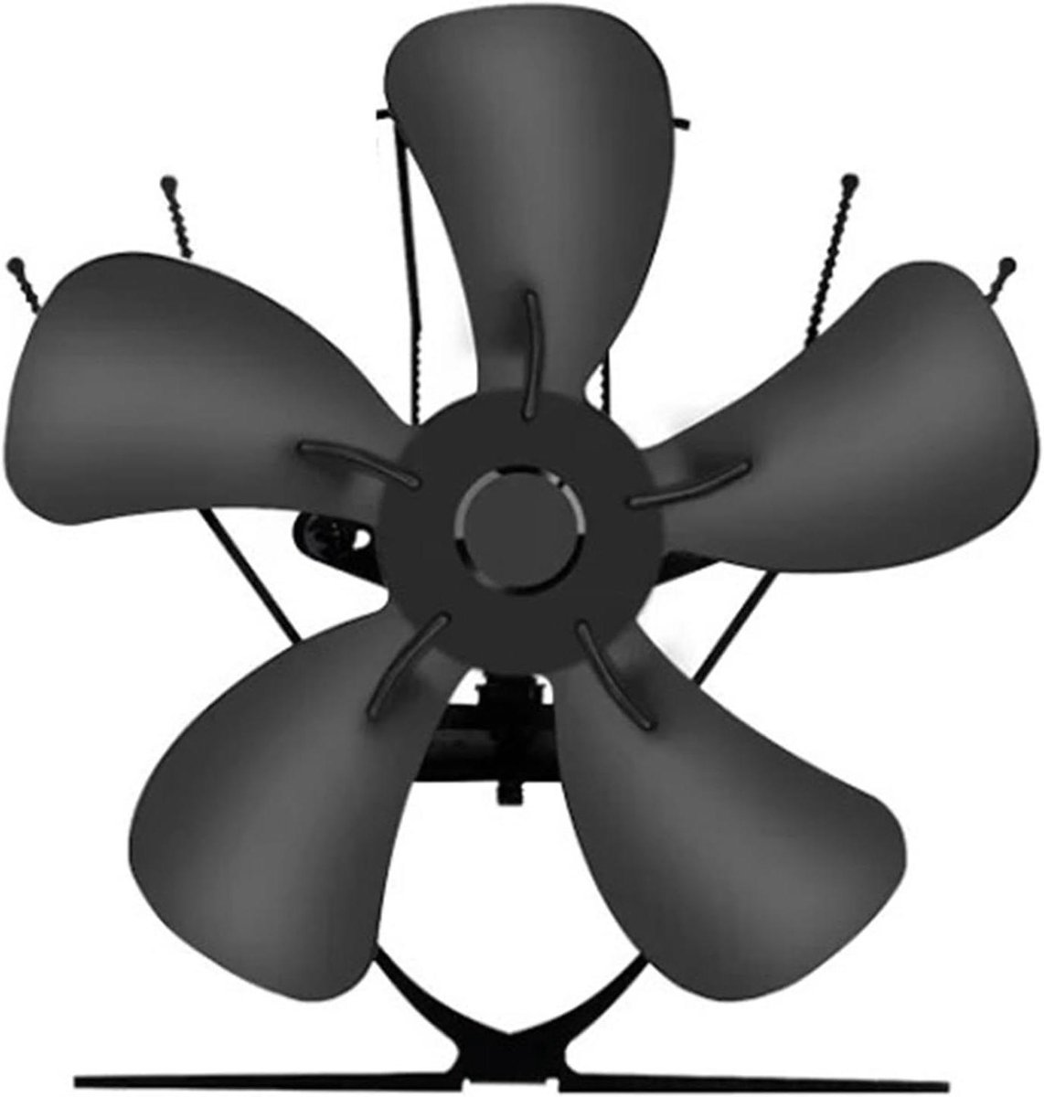 Houtkachel Ventilator - Eco Ventilator - Warmte Verdeling - 5 Bladen - Mini Formaat - Zwart