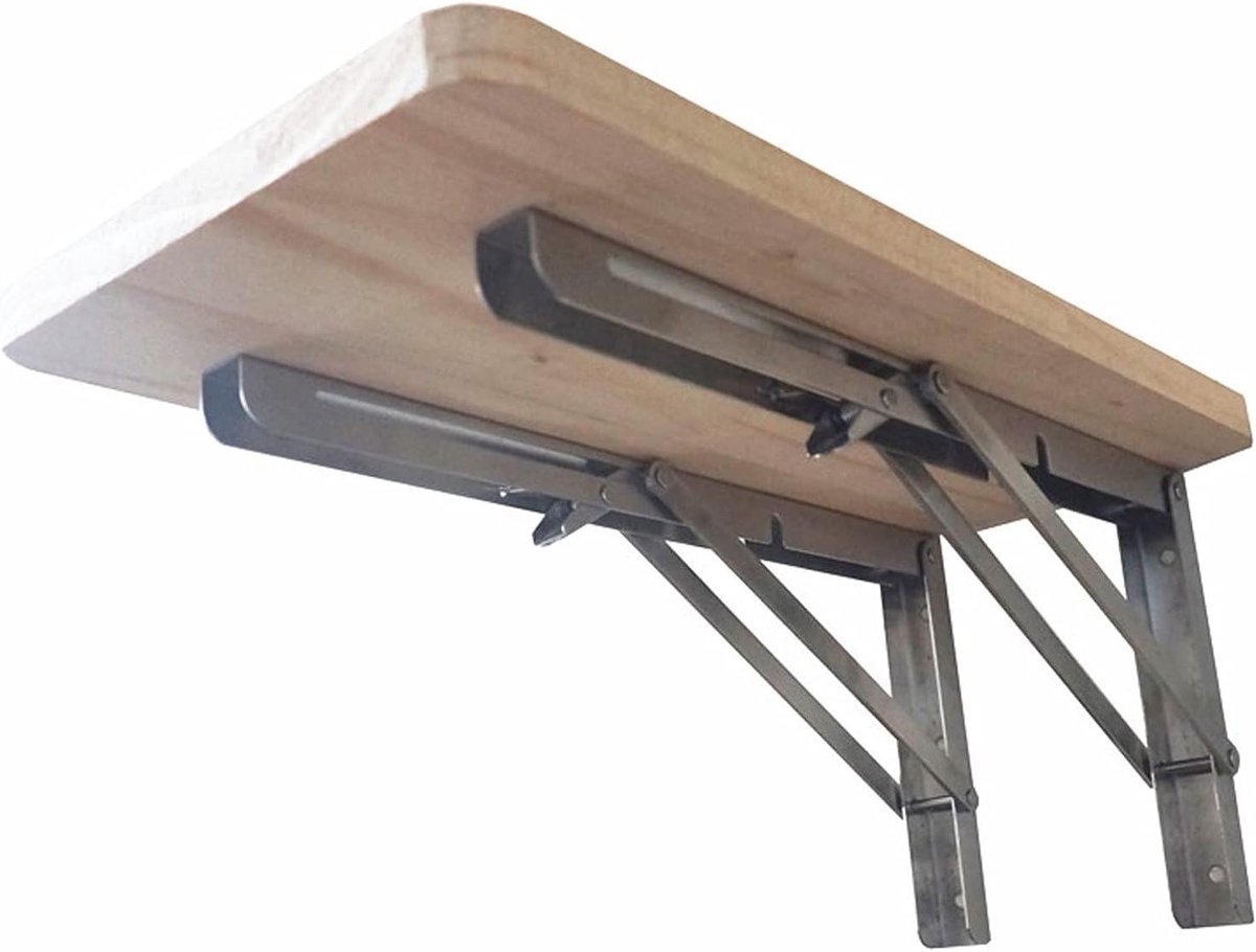Wandtafel Klapbaar - Eettafel Balkon - Ruimte Besparen - Hout met Staal - 50x30cm - Wit