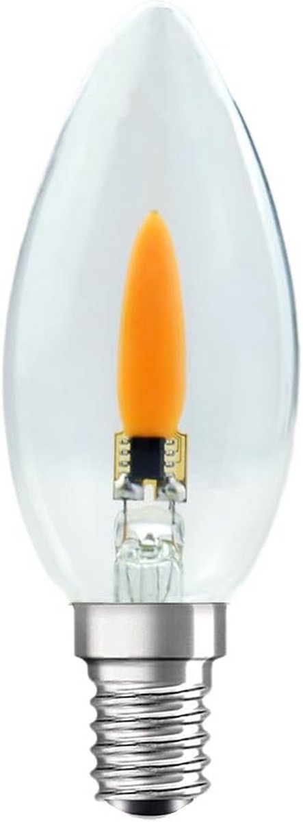 LED Kaarslamp E14 1W Transparant met Vlameffect - Sfeervolle Flikkerkaars