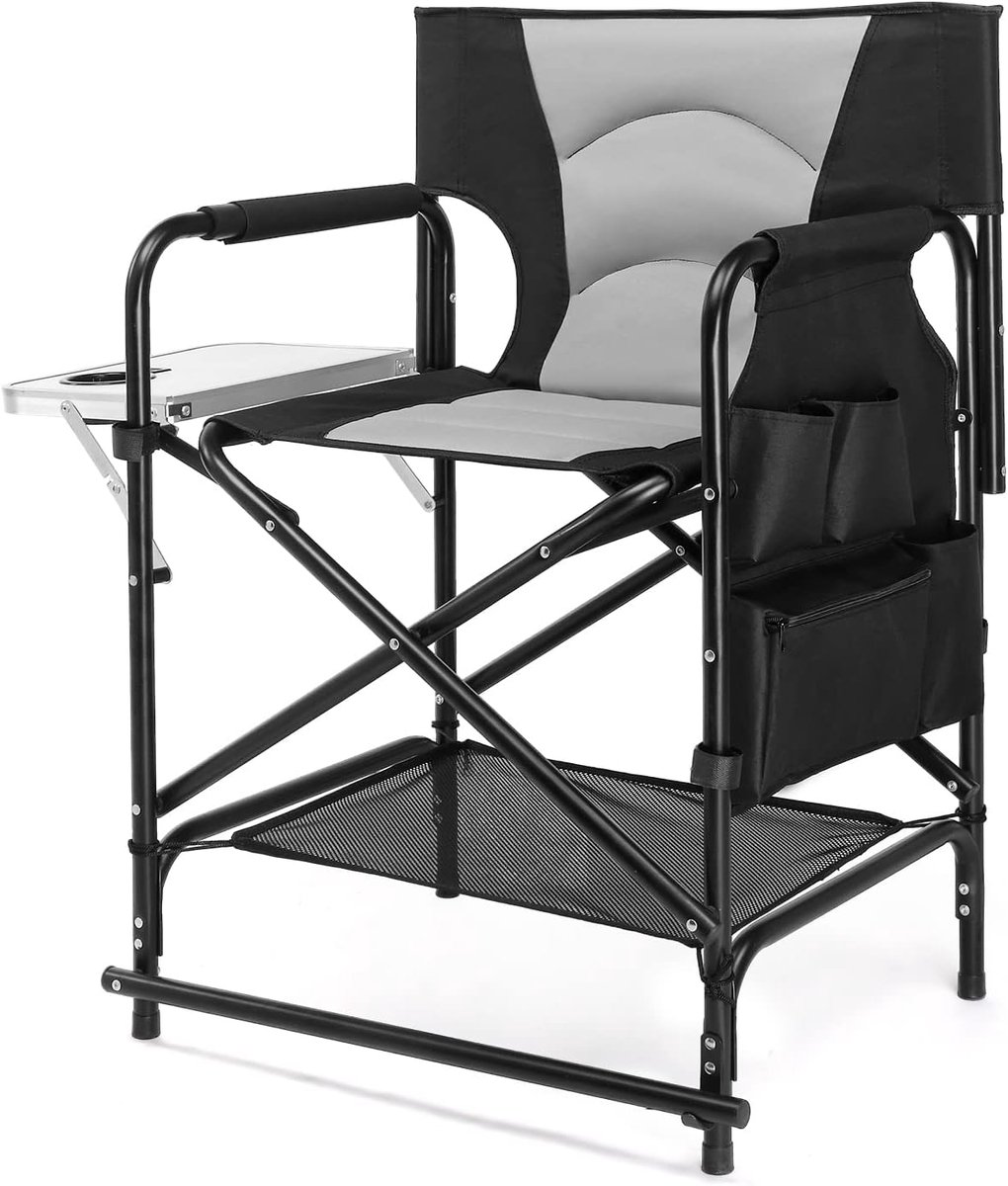 Professionele Opvouwbare Make-up Stoel Director met Zijtafel