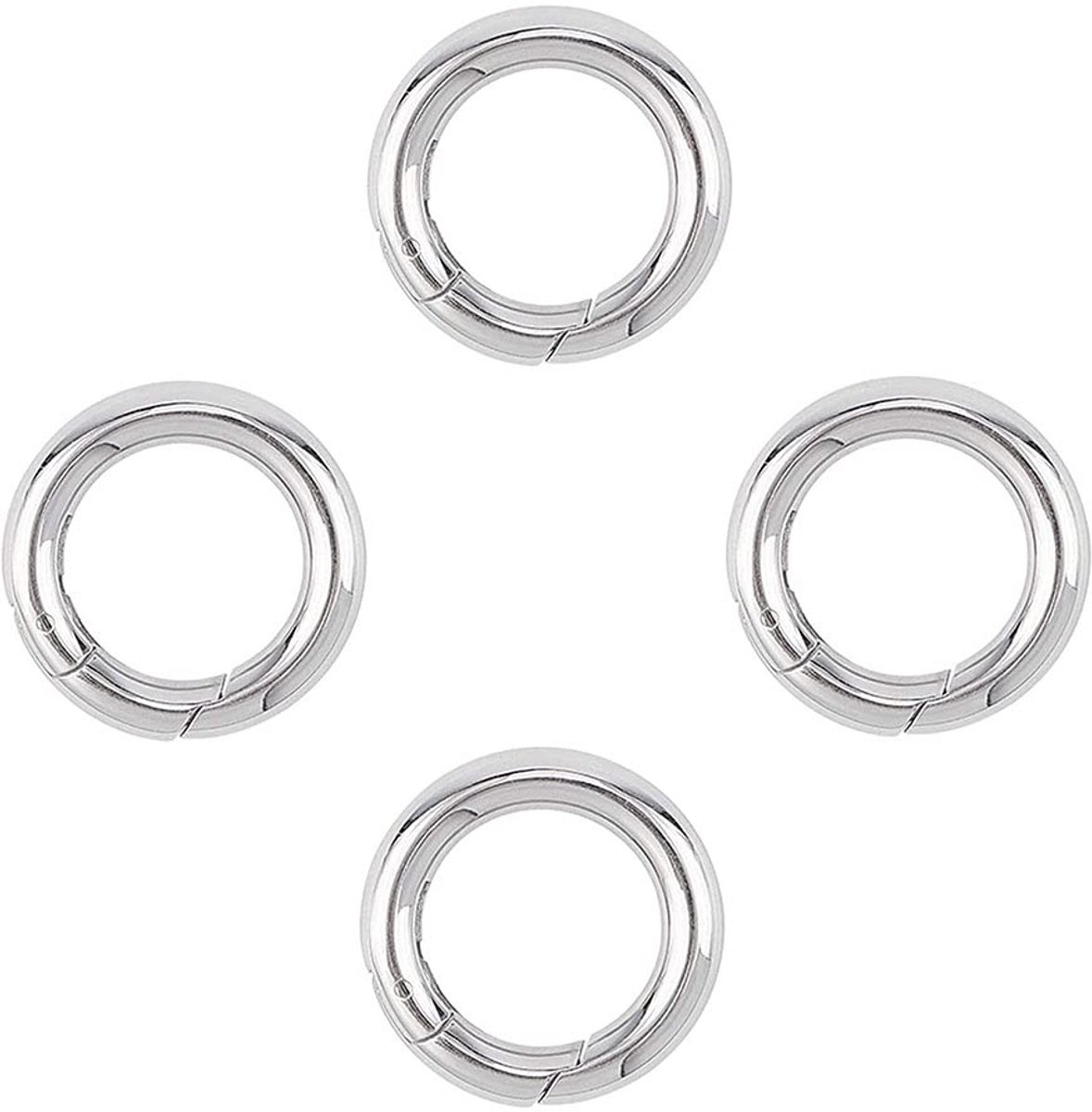 ONF3 - 20 Stuks Legering Lente Ring Ronde Karabijnhaak - Ideaal voor Sleutelhangers - Zilver - Perfect voor DIY Projecten - Handige Accessoires ...