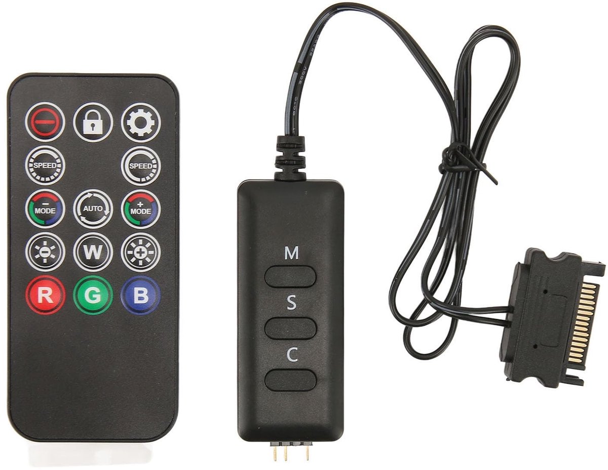 aladdien PC Fans Controller Kit - Draadloze Controller - Verstelbaar - 5V 3PIN - RGB Verlichting - Geschikt voor PC - Compact