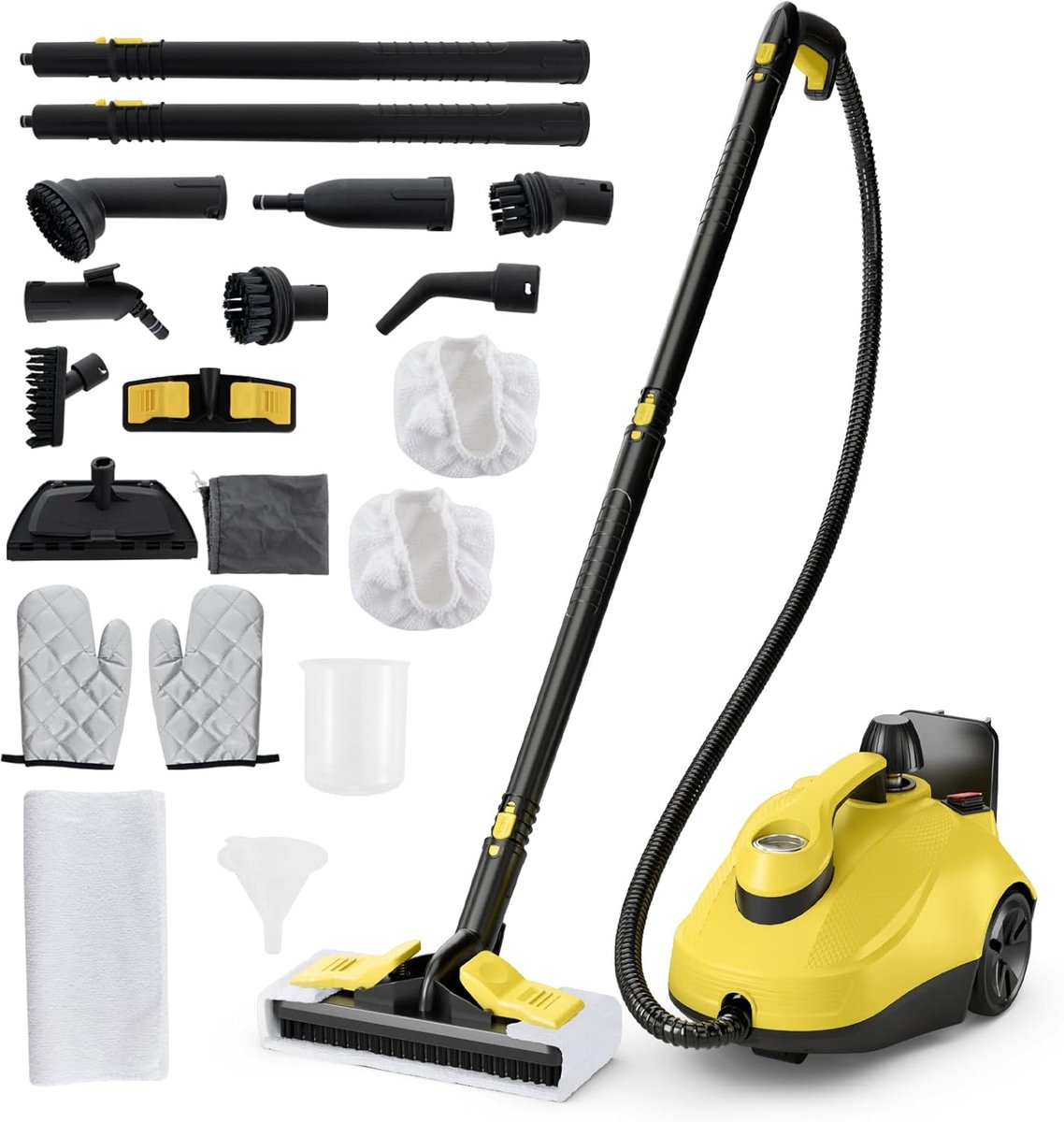 Krachtige Stoomreiniger 2000W met 5 Bar Druk en 29 Accessoires voor Vloeren en Hardnekkig Vuil