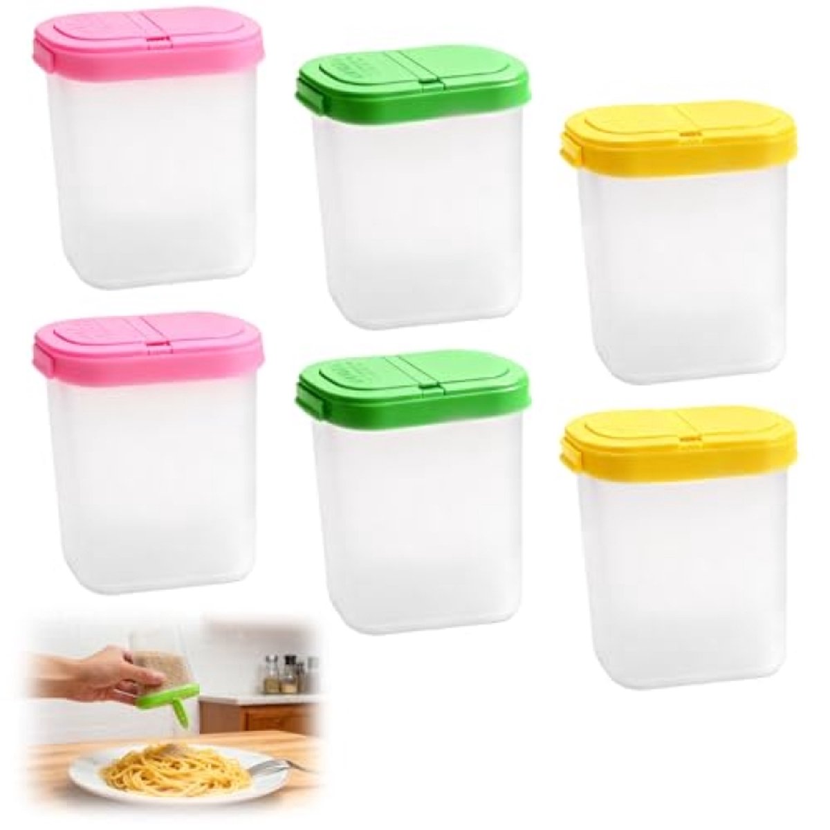 Set van 6 Luchtdichte Kruidenpotjes 250 ml met Strooidoos en Etiketten