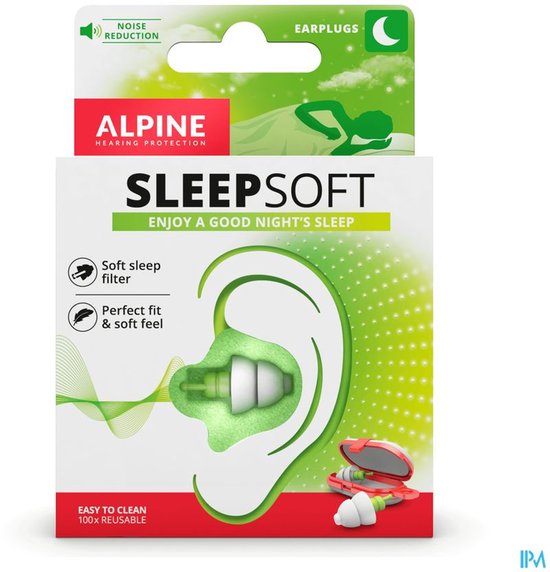 Alpine SleepSoft Oordoppjes Slapen - Sleep plugs - Slaapoordoppen snurken - Dempt snurkgeluid - Anti snurk Oordoppen - SNR 25 dB - 1 paar