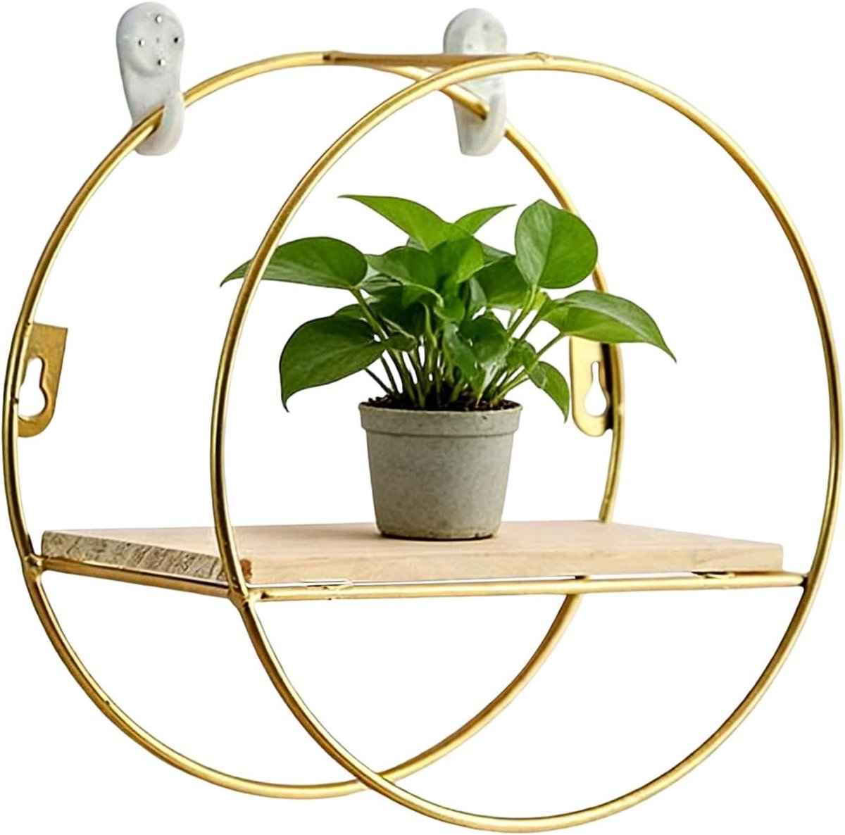 Rond Wandrek - Opberger - Decoratief Ophangen - Metalen Frame - 21 cm - Zwart