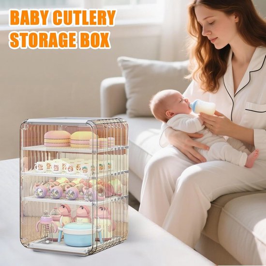 Flessen Organizer - Opbergbak - Baby Flessen - Stofdicht Ontwerp - 31 cm Breed - Wit — afbeelding 2