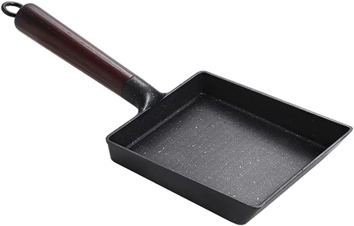 Eierpan - Omelet pan - Ontbijt maken - Houten handvat - Mini formaat - Zwart