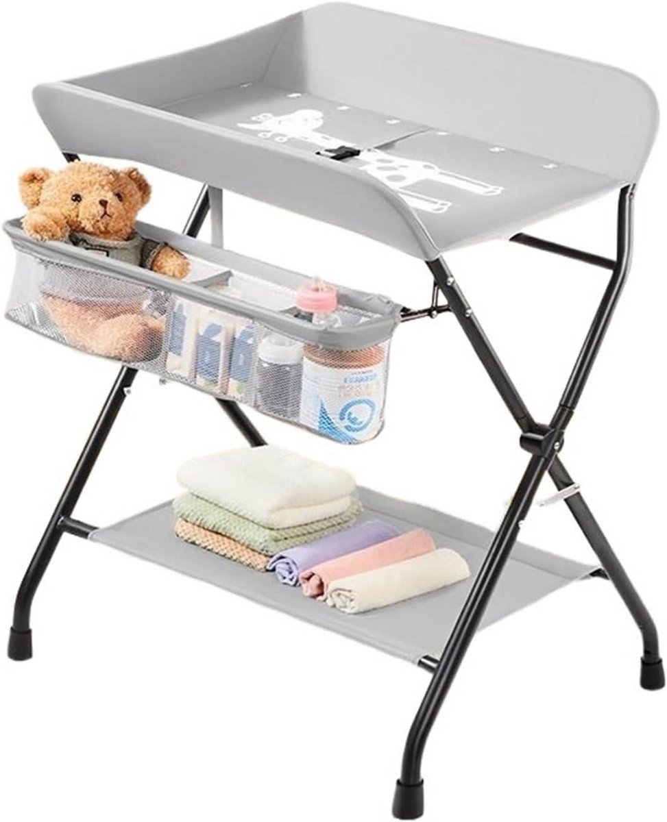 Baby Verschoontafel - Babyverzorging Tafel - Baby Verzorgen - In Hoogte Verstelbaar - Opvouwbaar - Grijs