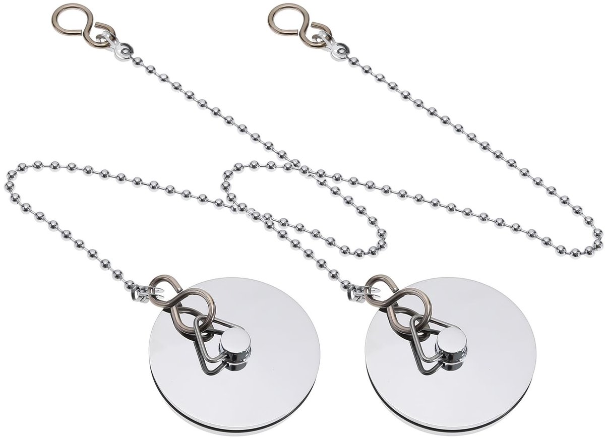 aladdien - Badgootsteen Plug - 2 Stuks - Chroom - Badkuip Accessoires - 1-3/4 Inch - Perfect voor Thuis en Hotel Badkamers