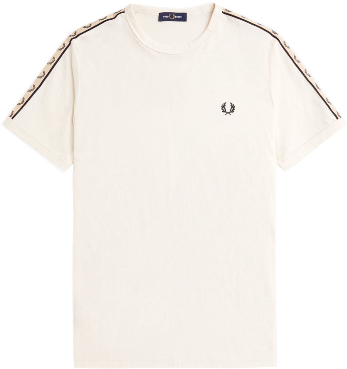 Fred Perry Contrast Tape Ringer T-Shirt Ecru Grijs