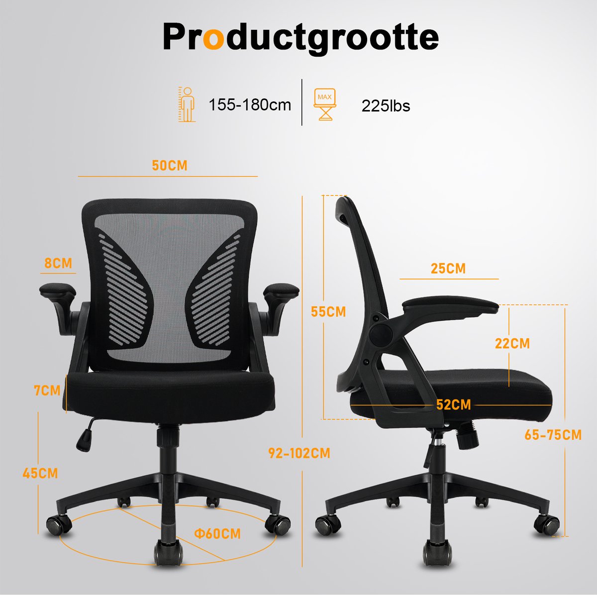 Milacyee Bureaustoel - Ergonomische Bureaustoel - Office - afbeelding 2