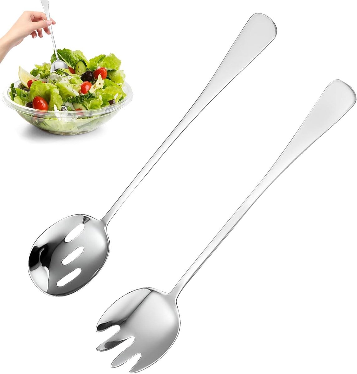 Slabestek Set - Serveertang Lepel - Tafel Dekken - Hoogglans Gepolijst - 28 cm - Zilver