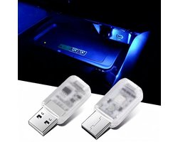 Mini USB LED Lampen - Auto Interieurverlichting Sfeerlicht - Sfeerverlichting Creëren - Zeven Kleuren Instelbaar - 2 Stuks - Transparant