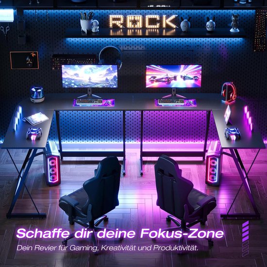 L-Vorm Gaming Bureau Hoekbureau Ruimtebesparend Bureau voor Thuis Kantoor en Gaming (Koolstof Zwart, 120x120cm) — afbeelding 3