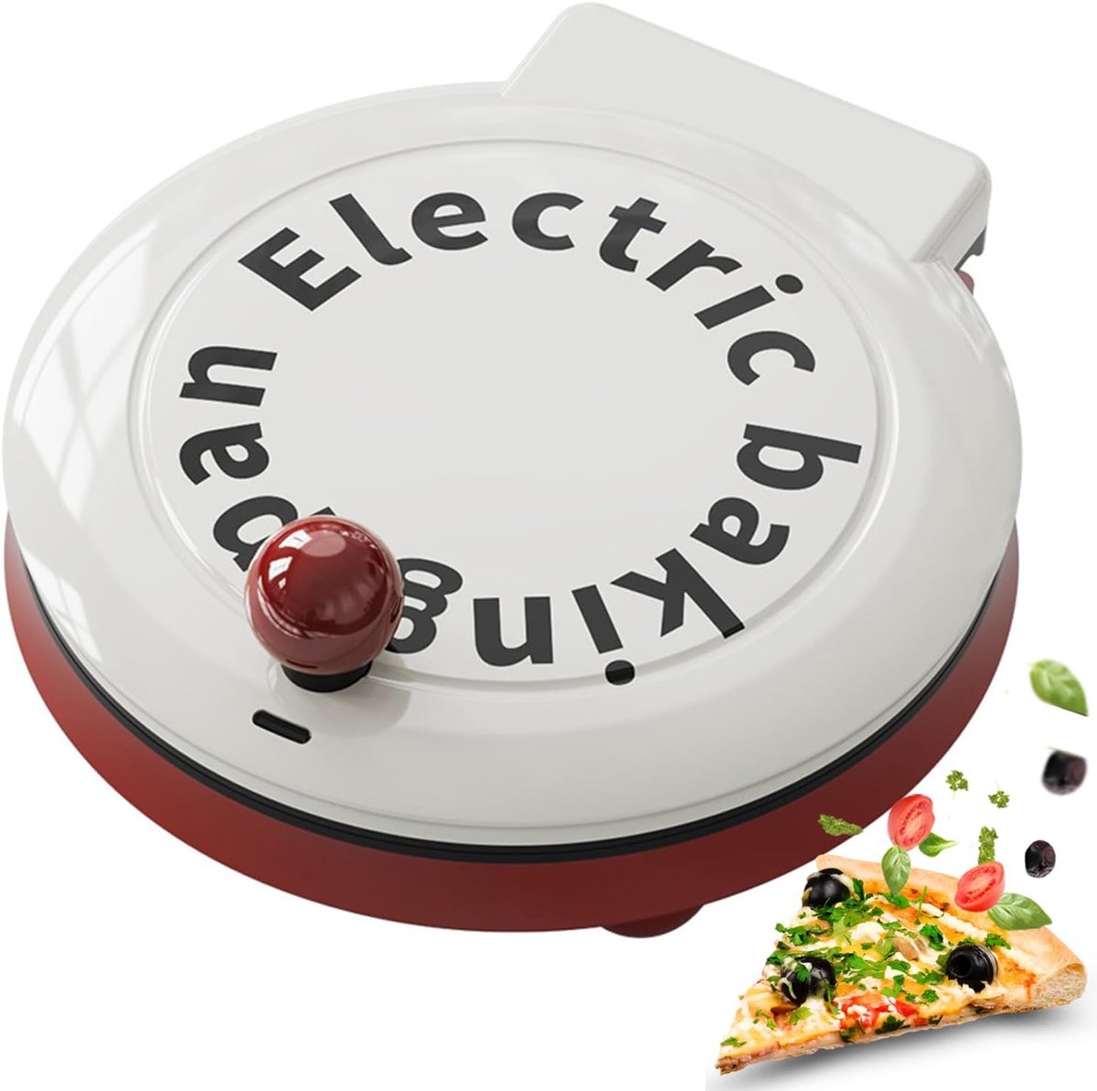 Elektrische Bakpan - Pizza Maker - Snelle Maaltijden - Dubbelzijdig Verwarmen - 23 cm - Rood