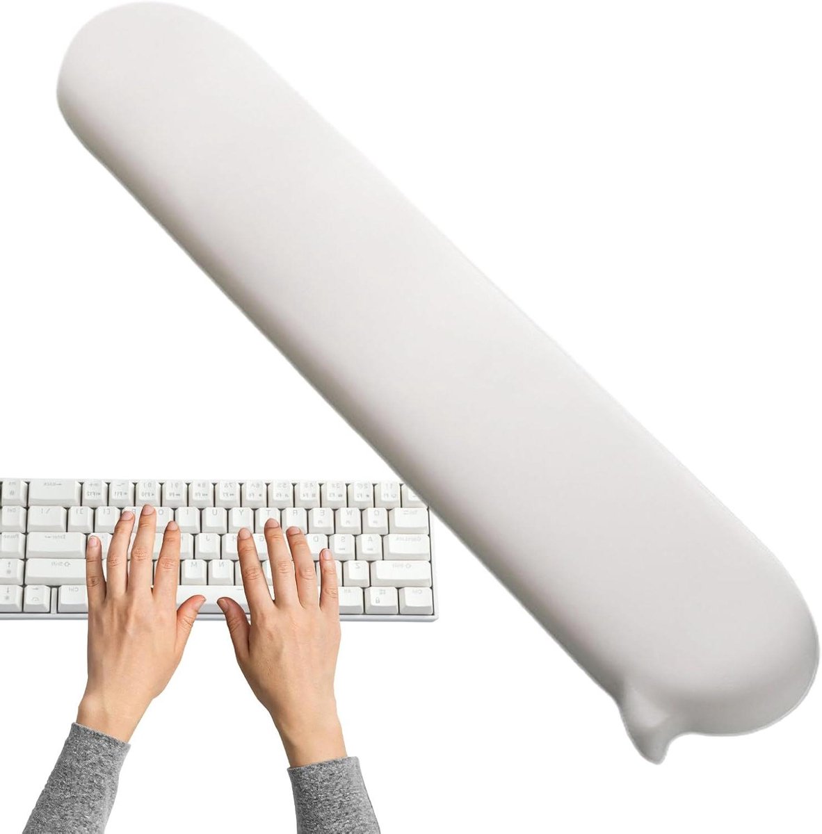 Toetsenbord Polssteun - Pols Kussen - Ergonomisch Werken - Niet-glijdende Bodem - 40 cm - Wit