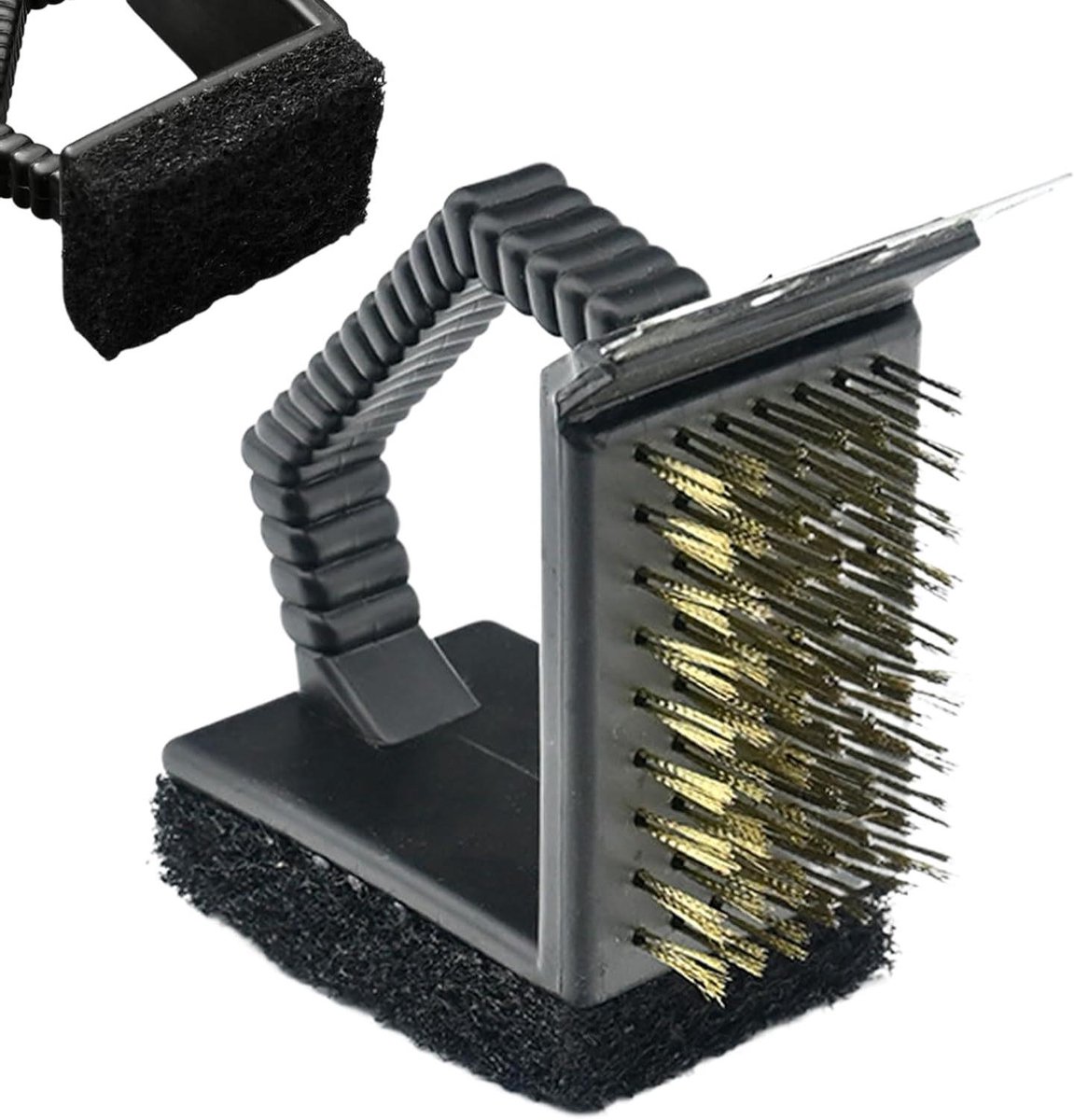 Grillborstel - BBQ Borstel - Barbecue Reinigen - Haakse Koperen Kop - 13 x 13 x 8 cm - null