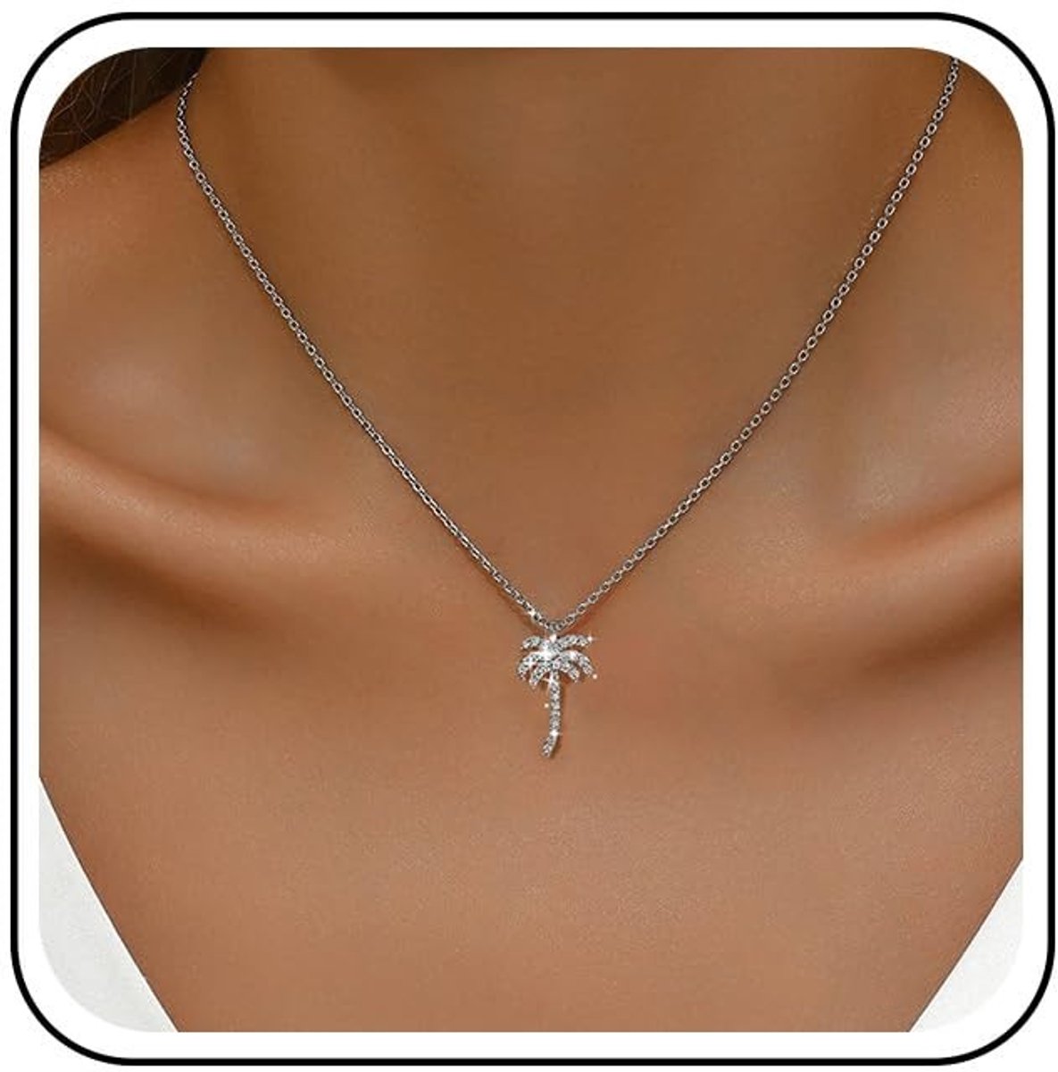 SolidChoice - Gouden Palmketting met Kristallen - Minimalistische Choker - Luxe Uiterlijk - Goud met Rhinestones - Mode Accessoire - Perfect voor Casu